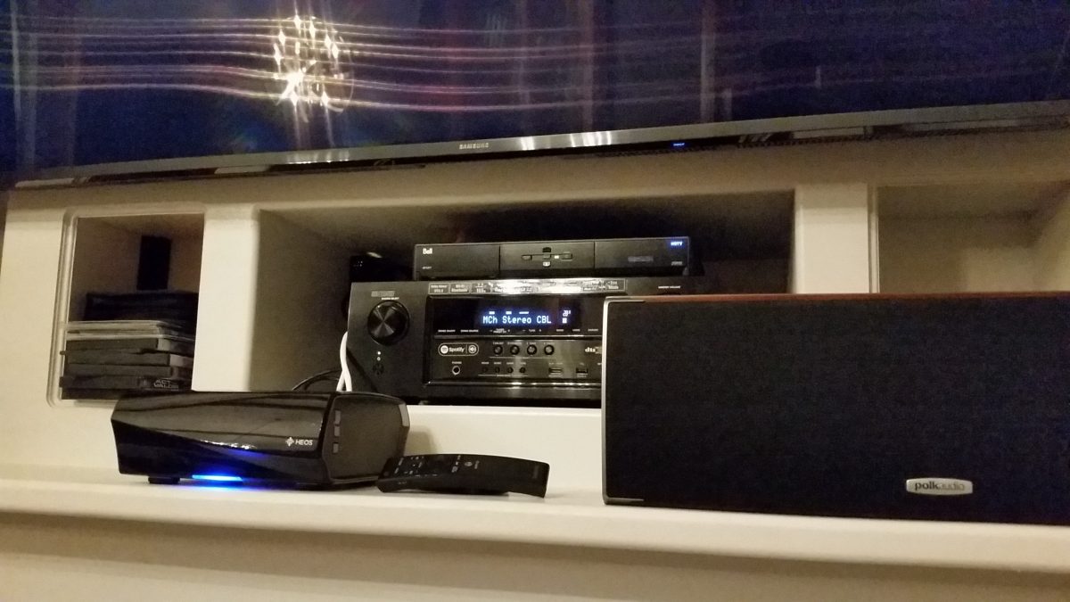 A Heos amp is an easy way to stream music to any speaker in your house